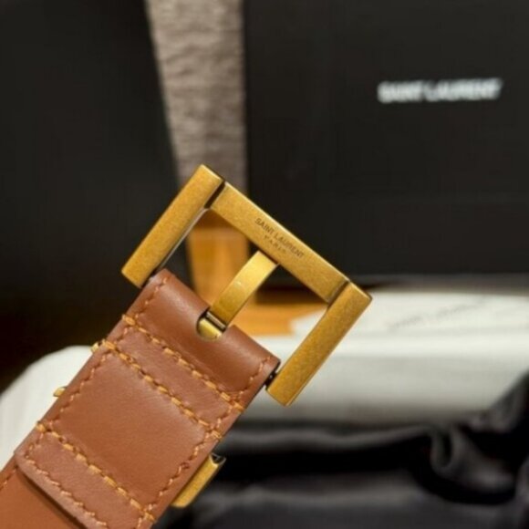 Signature Saint Laurent Brown Waist Belt - Picture 7 of 9